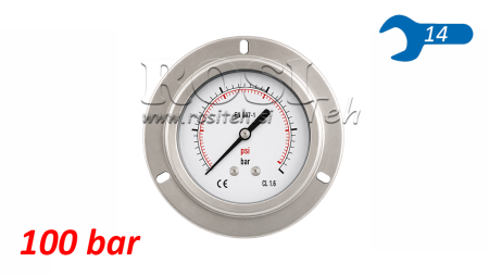 MANOMETER DN63 BAK 0 - 100 BAR - 1/4