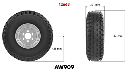 15,0/55-17 ANHÄNGERREIFEN AW909 (14 PR) MIT FELGE 13,00 x 17