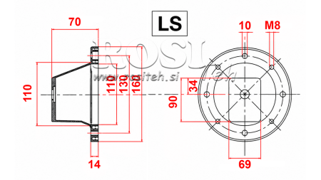 HYDRAULISK FLANGE - BELL LS161 (EM0,25-0,37KW/GR1)
