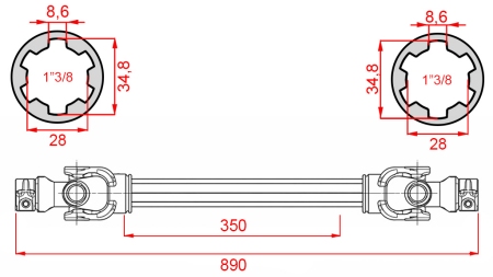 ECO GELENKWELLE 890mm 30-75PS STANDARD