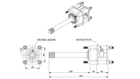 Abmessungen AUSGANG FÜR HYDRAULIKPUMPE - MAN