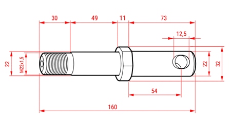 MONTAGEKEIL fi22mm MIT VERLÄNGENTER GEWINDE M22x1,5