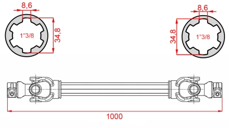 CE TANÚSÍTVÁNYOS KARDÁNTENGELY PROFI LINE KAT.2 HOSSZ 1000mm