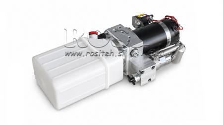 UNIDAD HIDRÁULICA MINI 24V CC - 0.8KW = 0.5CC - 1.5 LITROS - UNIDAD DE ACCIÓN SIMPLE (PVC) CON BOMBA MANUAL