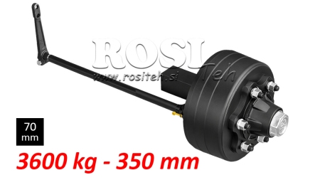 HALVAKSEL MED BREMSER - 3600 kg (6 SKRUE) - 350 mm