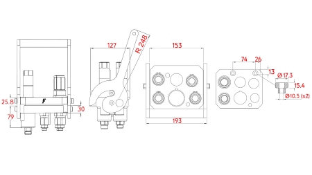 MULTI-FASTER KOBLING 3PLV 5VEIS BSP 3×3/8 2×9/16 MOBIL DEL