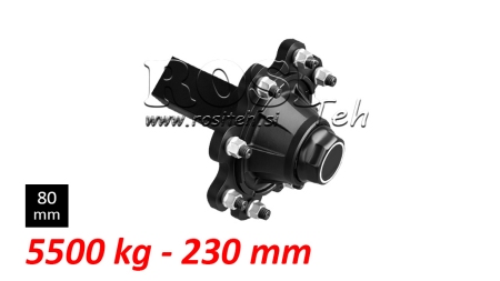 HALVAKSEL UTEN BREMSER - 5500 kg (8 SKRUER) - 230 mm