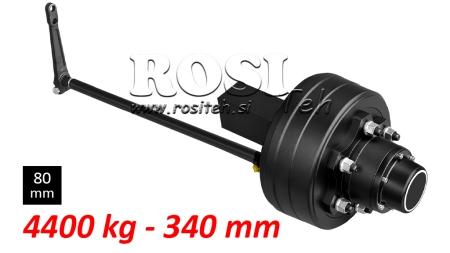 HALVAKSEL MED BREMSER - 4400 kg (6 SKRUE) - 340 mm