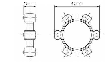 STJERNEKOBLING FOR GUMMIINNSATS ND2-ND7-ND8-ND10 (45mm)