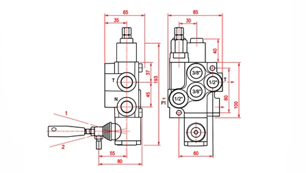 HYDRAULISK MANUELL VENTIL – 1-SEKSJONS RETNINGSVENTIL 1xR40 ECO