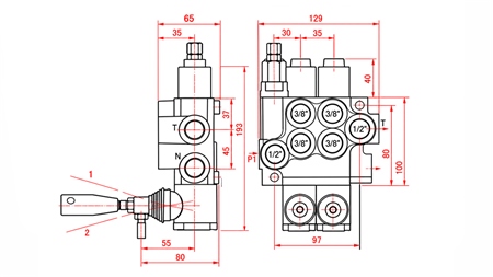 HYDRAULISK MANUELL VENTIL – 2-SEKSJONS RETNINGSVENTIL 2xR40 ECO
