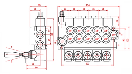HYDRAULISK MANUELL VENTIL – 5-SEKSJONS RETNINGSVENTIL 5xR40 ECO
