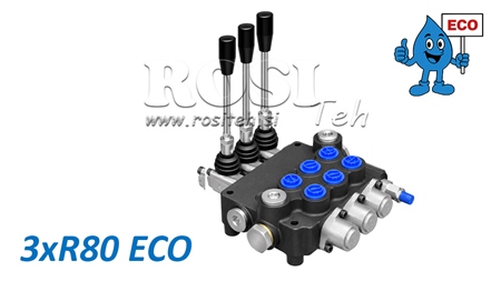 HYDRAULISK MANUELL VENTIL – 3-SEKSJONS RETNINGSVENTIL 3xR80 ECO