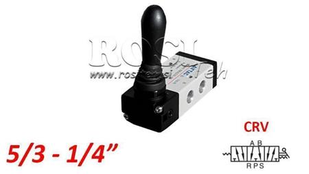 PNEUMATISK HÅNDVENTIL 5/3 1/4 PRT-0853-CRV RETUR MED FJÆR