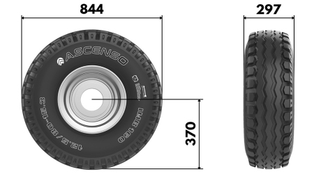 15.0/55-17 PNEUMATIQUE AW909 14PL AVEC JANTE 13,00X17