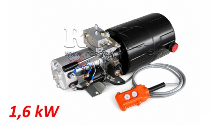MINI HIDRAVLIČNI AGREGAT 12V DC - 1,6kW = 2,1cc - 8 lit - enosmerni sklop Z ROČNO ČRPALKO