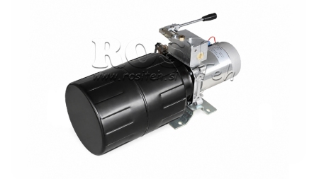 MINI HIDRAVLIČNI AGREGAT 12V DC - 1,6kW = 2,1cc - 8 lit - enosmerni sklop Z ROČNO ČRPALKO