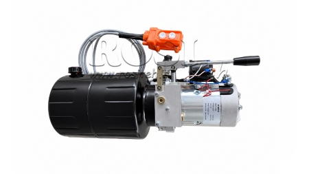 MINI HIDRAVLIČNI AGREGAT 12V DC - 1,6kW = 2,1cc - 8 lit - enosmerni sklop Z ROČNO ČRPALKO