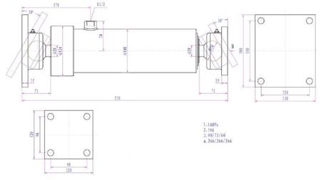 TELESKOPISK CYLINDER 3 EXTENSIONER  805MM K3B-7T