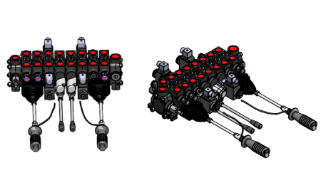 HYDRAULISK VENTIL HIAB 8XPC70 + 2X JOYSTICK - ELEKTRISK KONTROLL 12V
