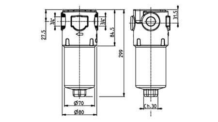 HYDRAULISK TRYCKFILTER IKRON 3/4 - 10u - 110LIT - 310bar