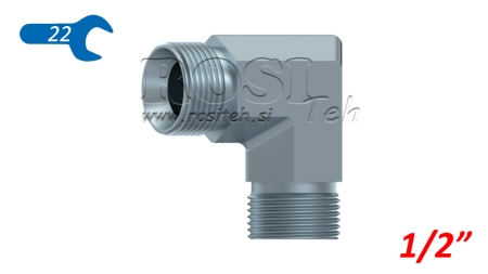 COT HIDRAULIC 90° BSP SCURT BĂRBAT-BĂRBAT 1/2