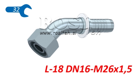 HYDRAULICKÁ PRÍPOJKA DKOL 18 L SAMICA KOLENO 45° DN16–M26×1,5