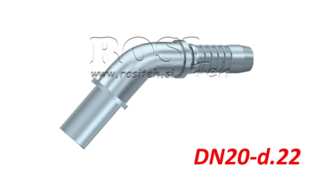 ÎNCHIDERE HIDRAULICĂ FURTUN TRANSIȚIE ÎN COLȚ 45° DN20-d.22