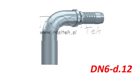 RACCORDO IDRAULICO PER TUBO TRANSIZIONE CURVA 90° DN6-d.12