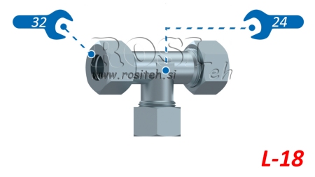 HYDRAULISK T-STYKKE L-18 MED MUTTER