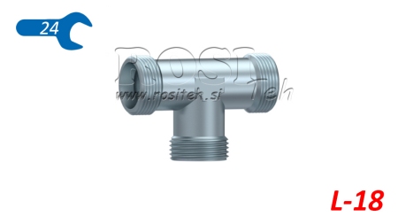 HYDRAULISK T-STYKKE L-18 MED MUTTER