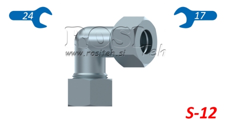 HYDRAULISK 90° VINKEL S-12 MED MUTTER