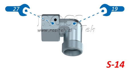 HYDRAULISK 90° VINKEL S-14 MED SVINGMUTTER M22X1,5