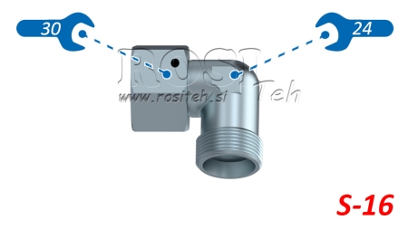 HYDRAULISK 90° VINKEL S-16 MED SVINGMUTTER M24X1,5