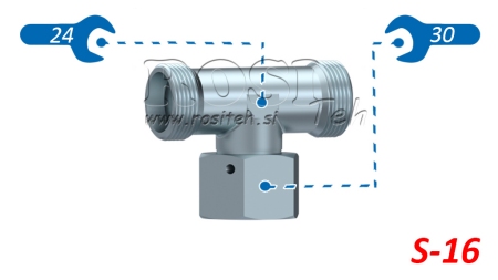 HYDRAULISK T-STYKKE S-16 MED SENTRAL SVINGMUTTER M24X1,5