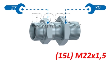 HYDRAULISK GJENNOMFØRING DOBBEL KOBLING (15L) M22X1,5