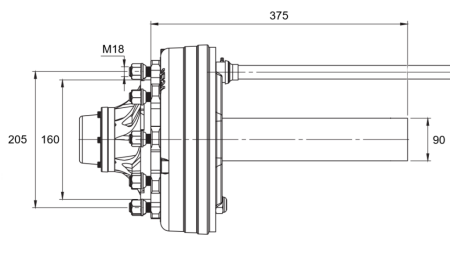 POLOSOVINA Z ZAVORAMI (6 VIJAKOV) - 5250 kg - 290 mm