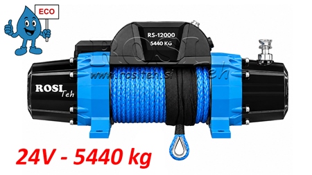 24 V ELEKTRISK VINSJ RS-12000 - 5440 kg - SYNTETISK TAU - ECO