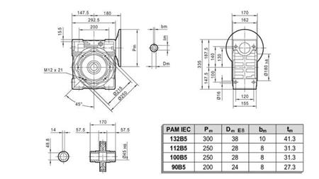 RIDUTTORE PMRV-130 PER MOTORE ELETTRICO MS100 (4kW) RAPPORTO 40:1