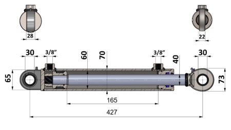 CILINDRO HIDRÁULICO 60/40-165 CON VÁLVULA INVERSORA – ARADO PARA EL SUELO