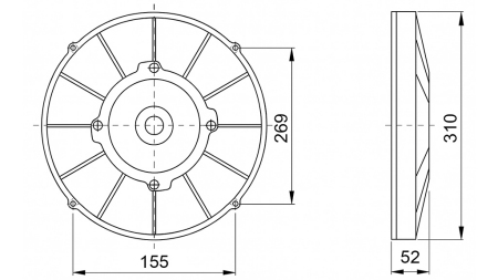 AXIAL VIFTE 280MM PUSH 12V