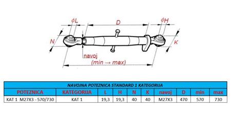 DISPOSITIVO DE TIRADO DE HILO DE TRACTOR CAT 1 M27X3 - 570/730 ECO