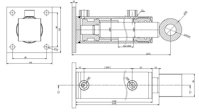 ХИДРАВЛИЧЕН ЦИЛИНДЪР ЗА HLEVSKEGA KRTA 60/40-2000-размери