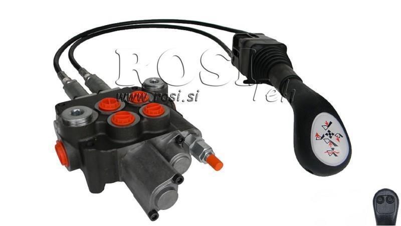 JOYSTICK 2x KNAPPE MED KABEL 3 m OG HYDRAULIKKVENTIL 2xP80 liter. FLYTENDE
