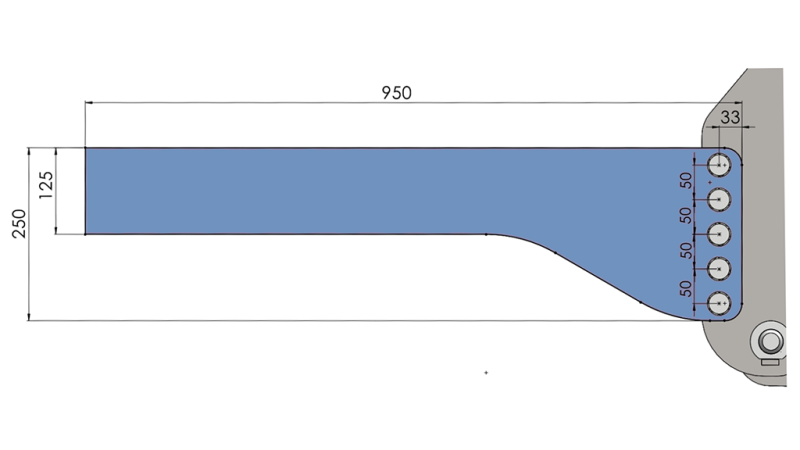 UNIVERZALNA MONTAŽNA KONZOLA ZA PREDNJU HIDRAULIKU TRAKTORA CAT. 2 & CAT. 3 (950 mm)
