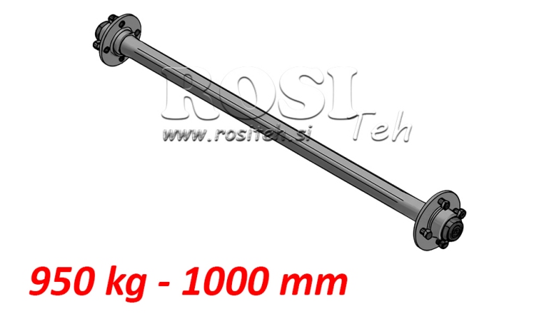 AKSEL FOR HENGER 950KG UTEN BREMS (1000 MM)