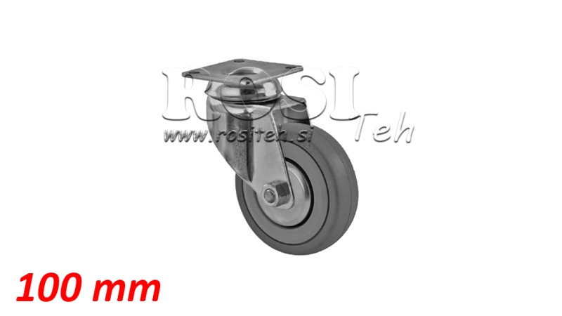 ROUE 100mm AVEC BASE PIVOTANTE