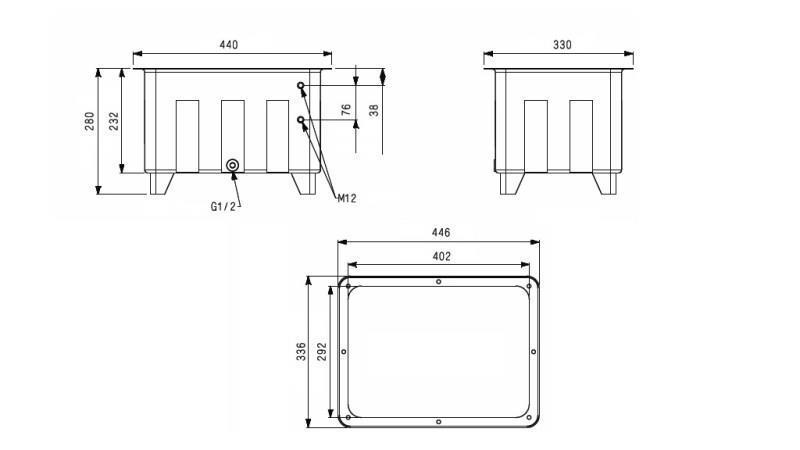 RESERVOAR FOR HYDRAULISK AGGREGAT TYPE MPN 25 LIT - dimensjoner