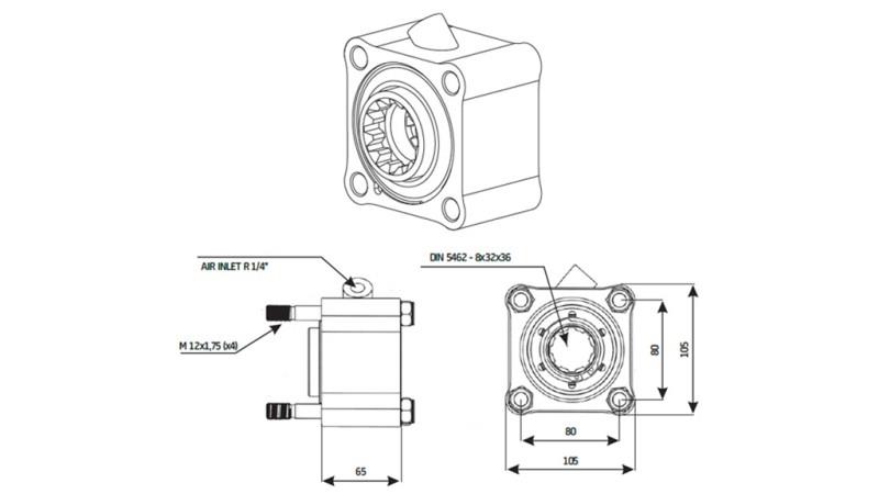 HYDRAULISK PUMPE DRIV - ZF1 STØPING - dimensjoner