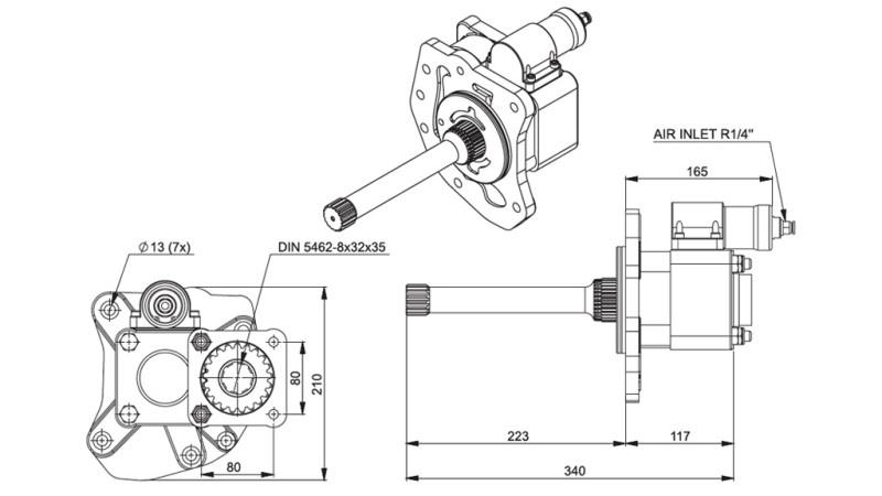 Dimensjoner HYDRAULISK PUMPE DRIFT - MERCEDES AXOR 2